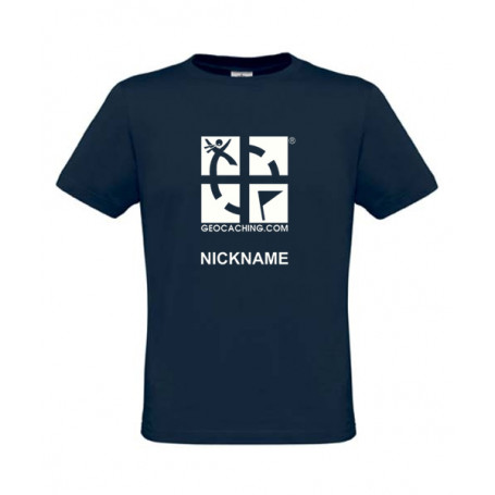 Groundspeak Logo, T-Shirt met teamnaam (blauw)