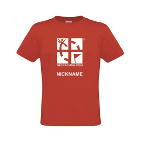 Groundspeak Logo, T-Shirt met teamnaam (rood)