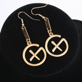 Geocaching - Earrings - pendant trackable - satin gold