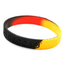 Wristband - Geocaching, this is our world - black, yellow, red