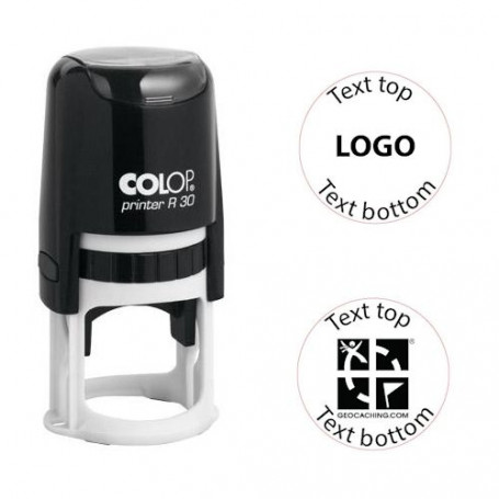 Log stamp - Printer - 30 mm circle - Own text/logo