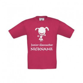 Junior Geocacher kinder t-shirt met naam - roze | Geocachingshop