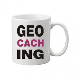 Koffie + thee mok: Geocaching letters paars